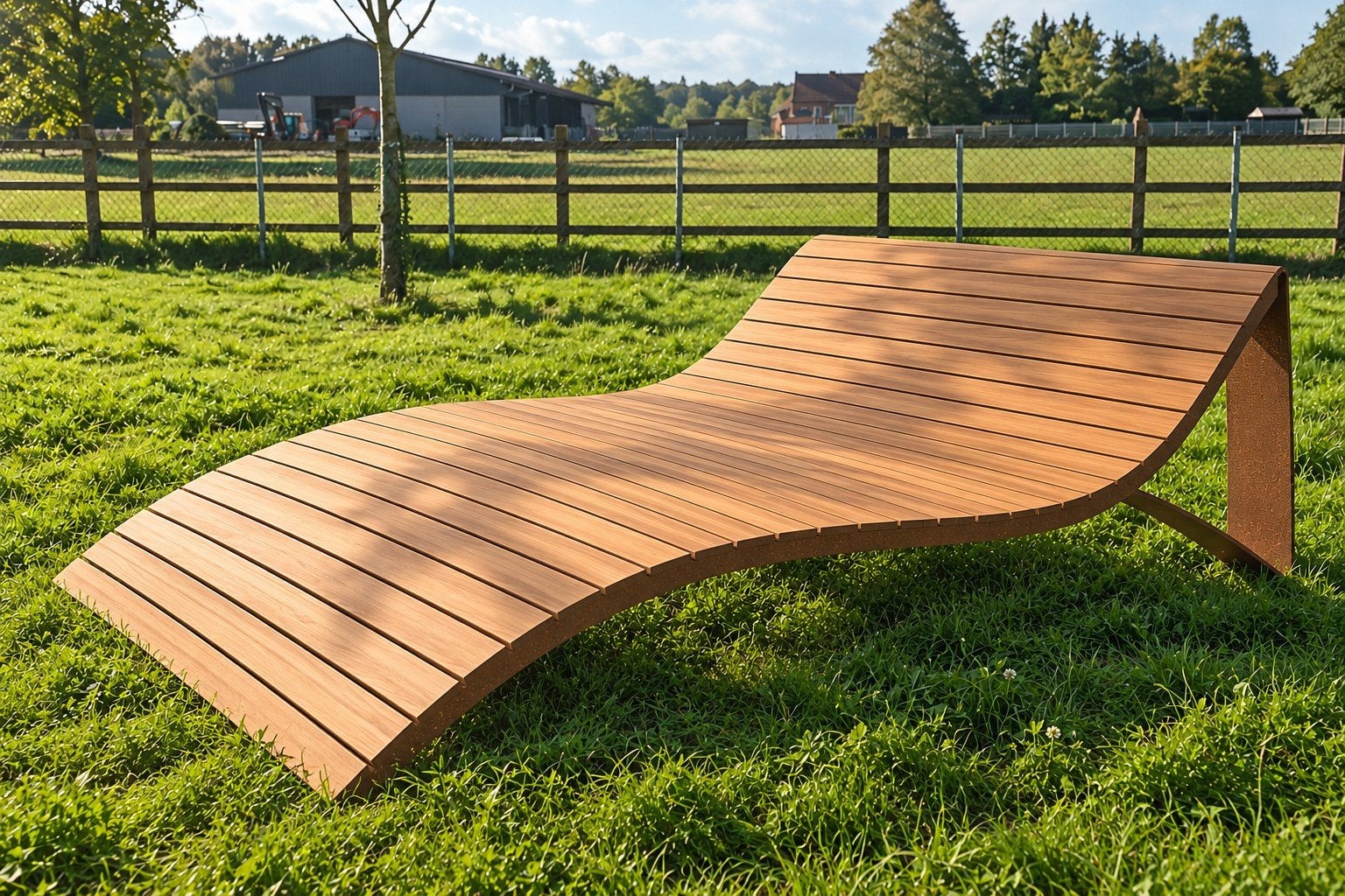 2x ijzeren onderstel ligzetel, Tuin en Terras, Ophalen, Hout