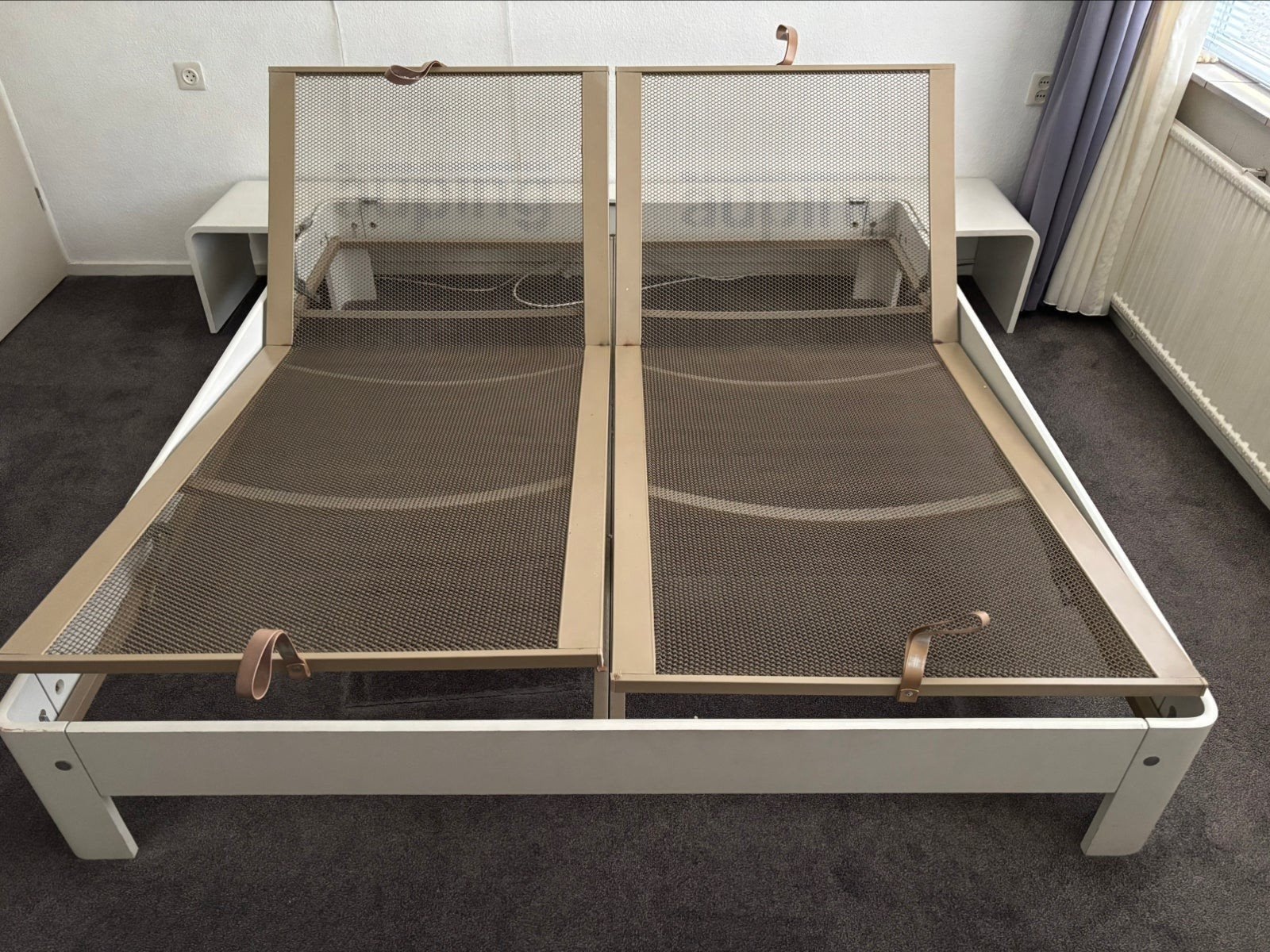 Auping Auronde 2 persoonsbed met nachtkastjes., Huis en Inrichting, Ophalen, Verstelbaar, Wit, Tweepersoons