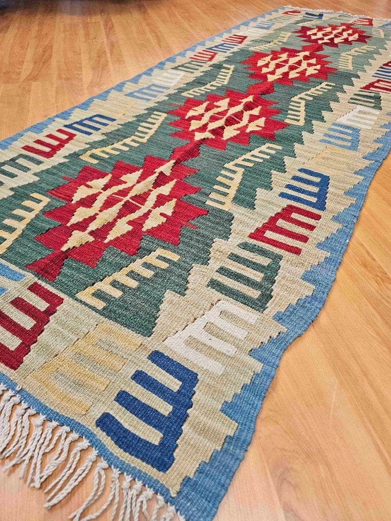 Handgemaakt Kelim kleed 210/80 cm, Enlèvement ou Envoi, Utilisé, Multicolore, Autres styles
