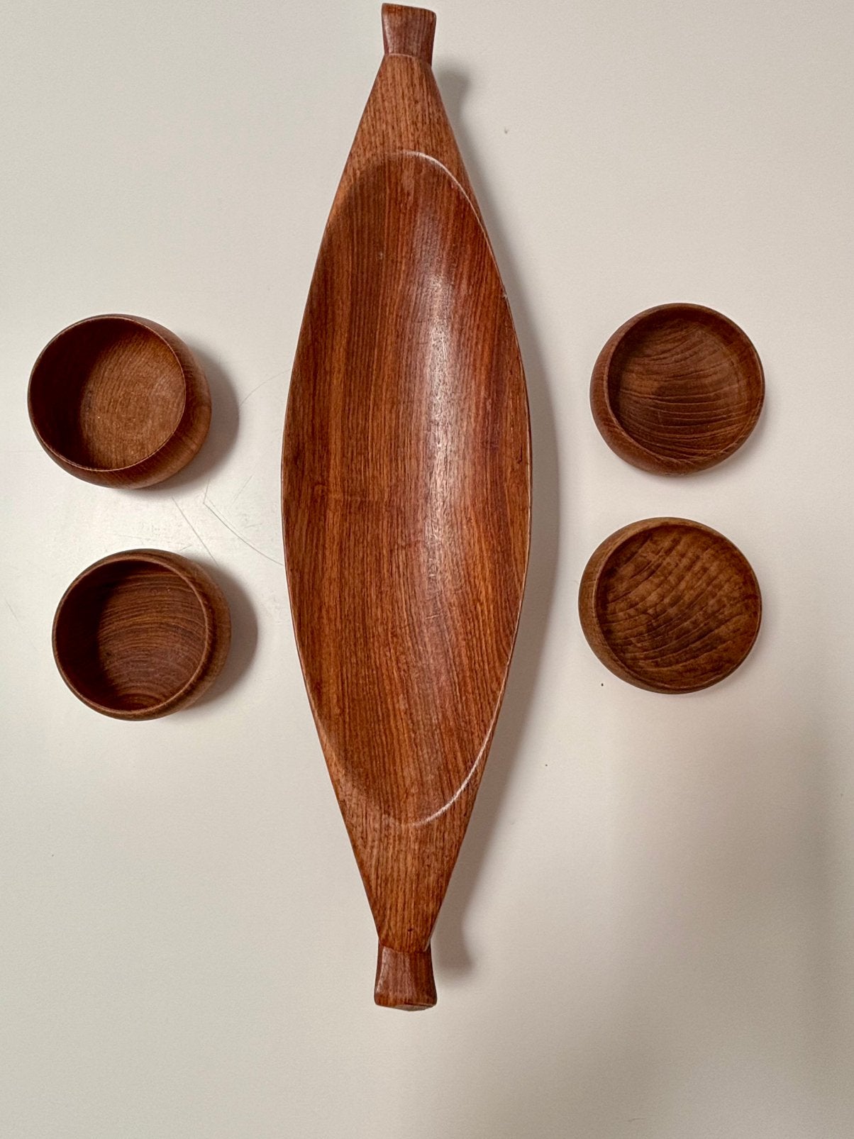 Vintage teak deco of snack accessoires, Ophalen, Gebruikt, Schaal