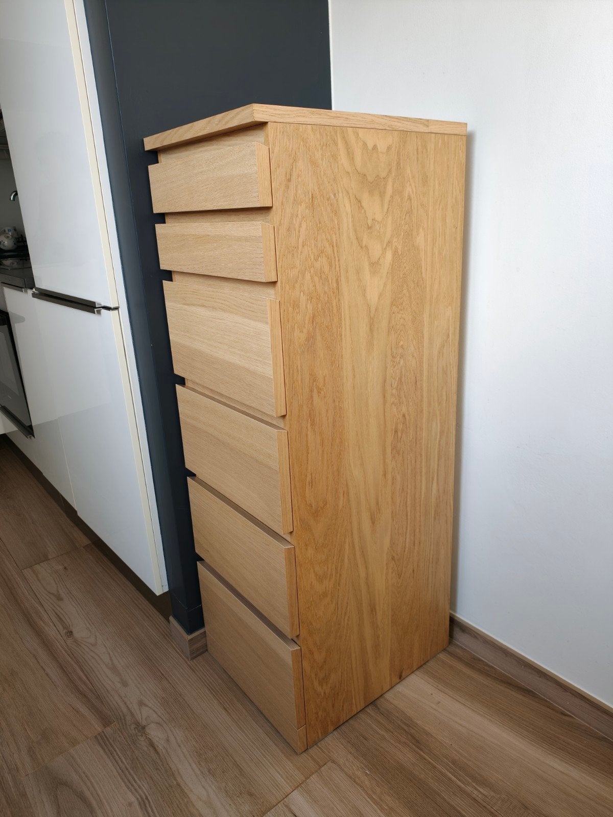 Ikea Malm oak 6 drawers, Maison & Meubles, Armoires | Commodes, 25 à 50 cm, 5 tiroirs ou plus, Enlèvement, Utilisé
