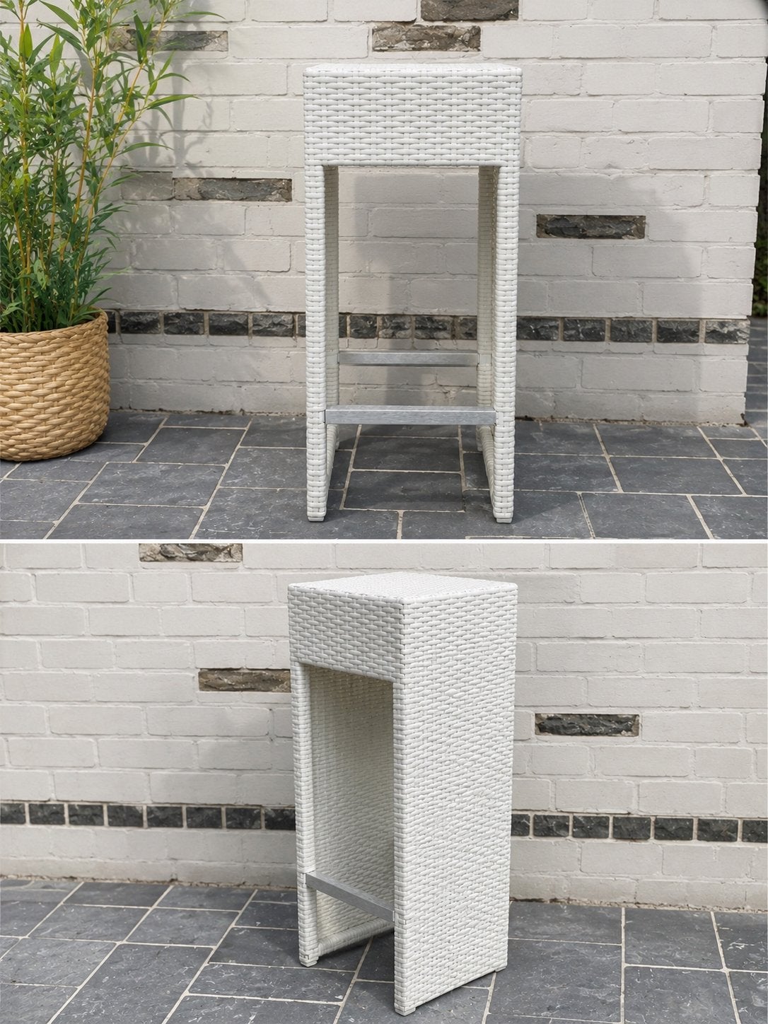 6 witte barkrukken / barstoelen in wicker  Nieuwstaat  €10/s, Huis en Inrichting, Barkrukken, Ophalen, Zo goed als nieuw