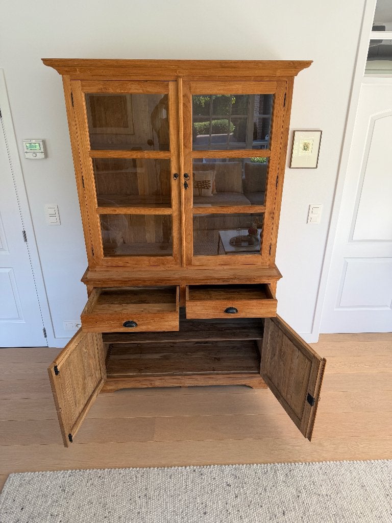 Teakhouten kast, Ophalen, 100 tot 150 cm, Teakhout, Met lade(s)