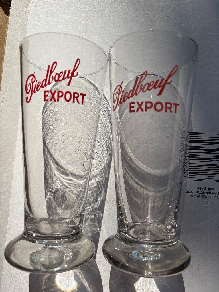 Piedboeuf export (2 verres), Collections, Marques de bière, Enlèvement ou Envoi, Utilisé, Verre ou Verres, Autres marques