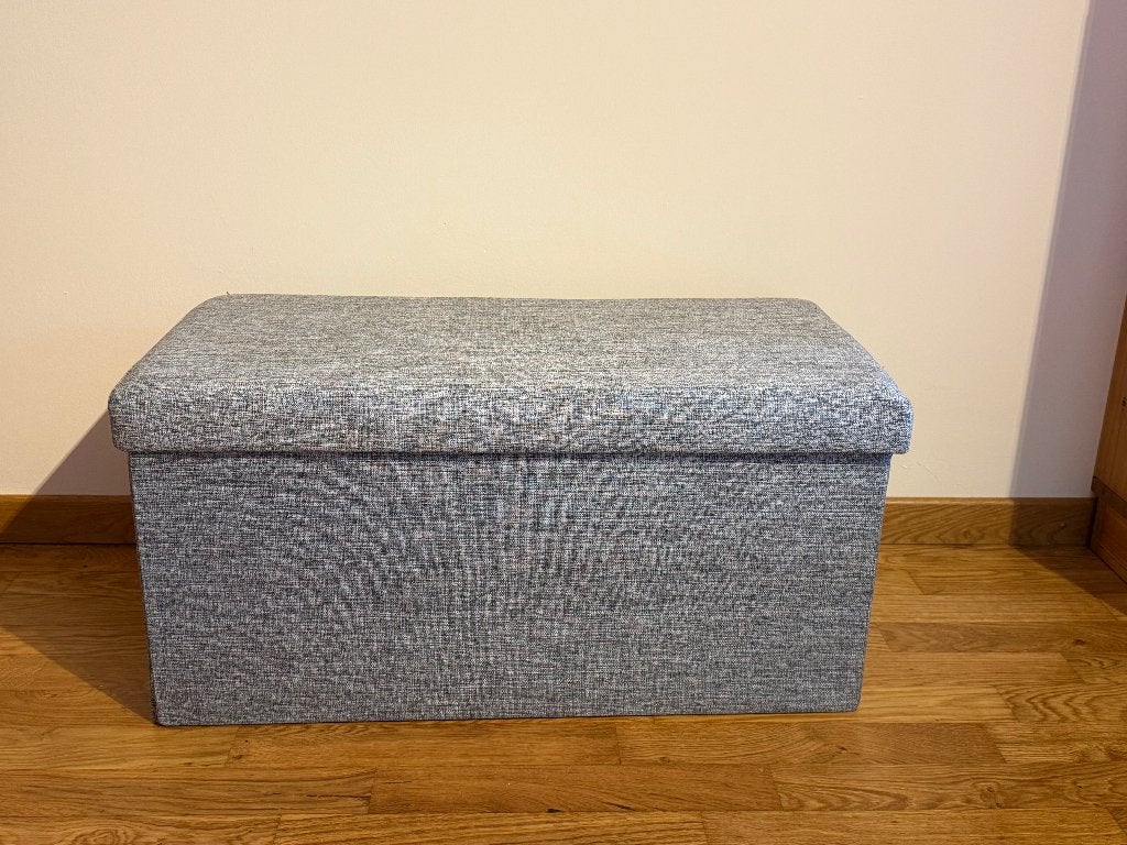 Coffre / banc de rangement en tissu gris – 80  40  40 cm, 50 à 100 cm, Enlèvement, Utilisé, Autres matériaux