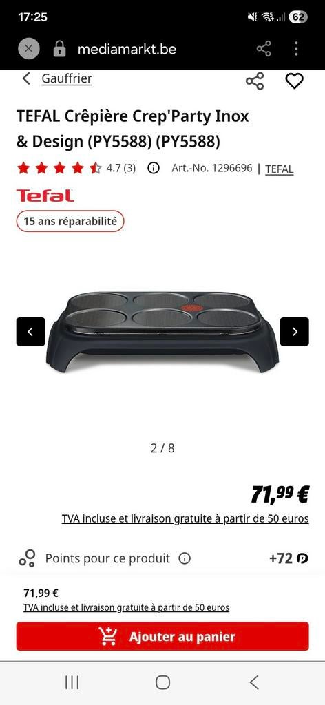 Crepière Tefal, Electroménager, Enlèvement
