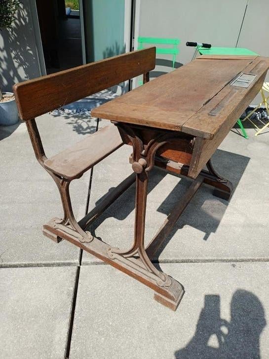 Antieke, vintage schoolbank, Antiek en Kunst, Ophalen