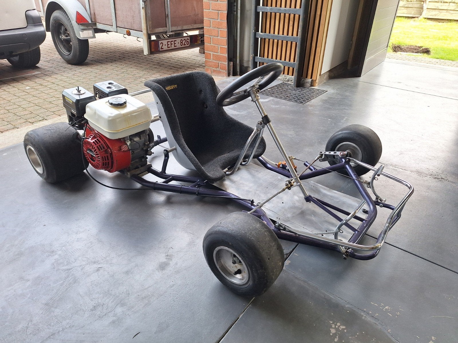 Kart met Honda GX200 6,5 pk – Start en rijdt perfect

Te koo, Ophalen, Zo goed als nieuw, Kart