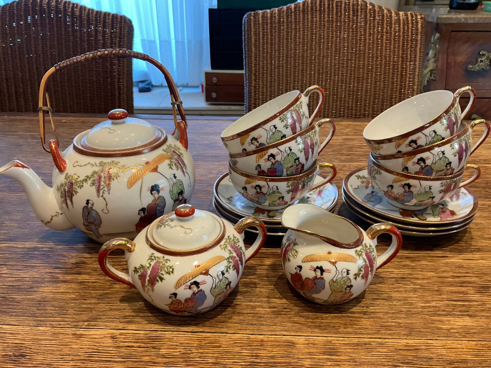 Fijn chinees theeservies ,in perfecte staat.Handgeschilderd, Antiek en Kunst, Ophalen