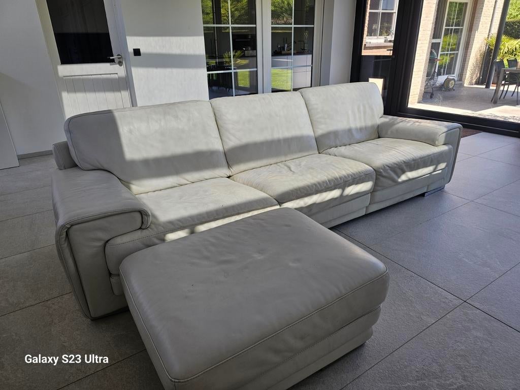 Grote zetel met losse poef: gebruikte staat., Huis en Inrichting, Zetels | Zetels, Ophalen