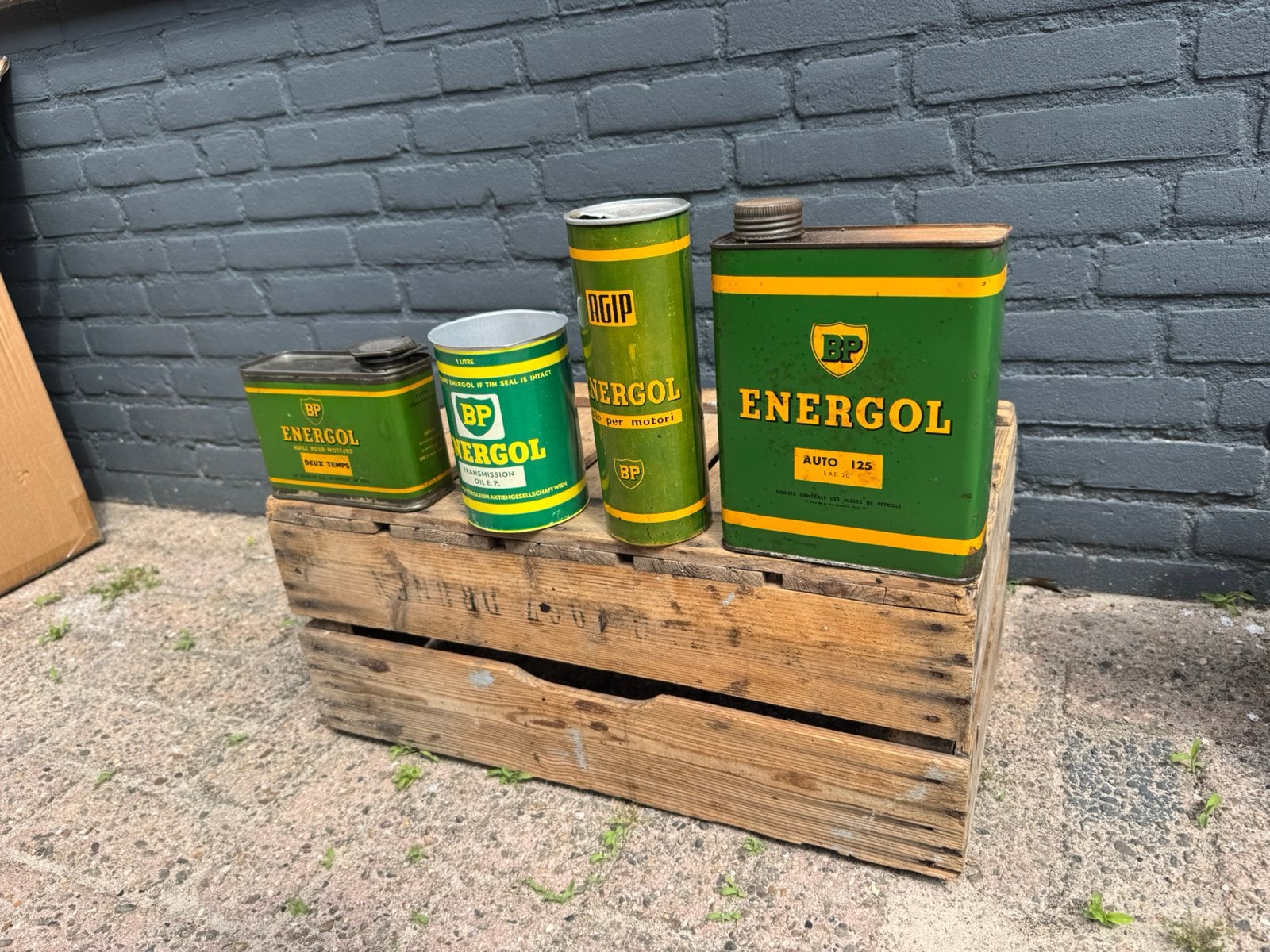 Diverse BP Energol olie blikken, Ophalen of Verzenden, Gebruikt, Verpakking