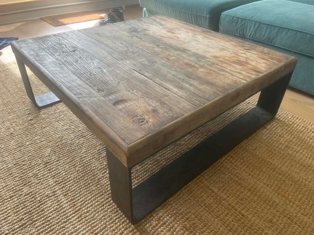 Houten rustieke salontafel, Rustiek, 50 à 100 cm, Carré, Enlèvement