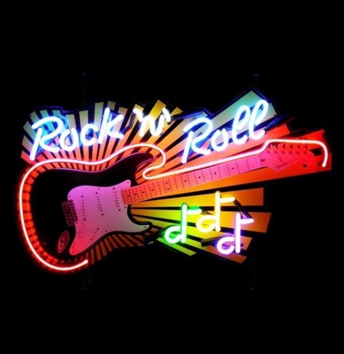 Rock & roll gitaar neon licht reclame USA decoratie neons, Enlèvement ou Envoi, Neuf, Table lumineuse ou lampe (néon)