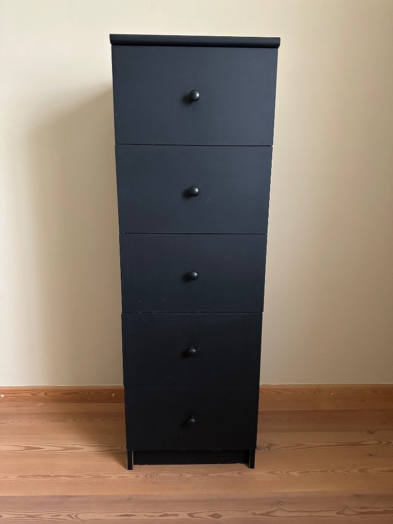 Commode noire, Maison & Meubles, Armoires | Commodes, 5 tiroirs ou plus, Enlèvement, Utilisé, 50 à 100 cm