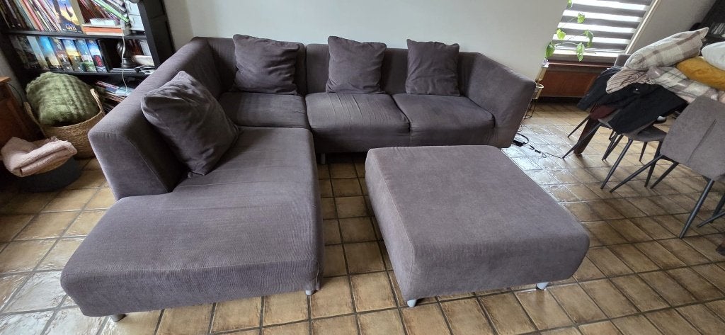 L-Zetel + poef, Huis en Inrichting, Zetels | Zetels, Ophalen, Gebruikt, L-zetel, 150 tot 200 cm