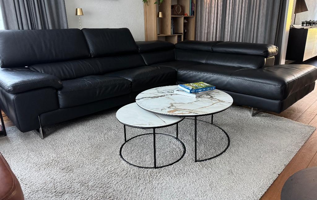 Lederen hoekzetel, Huis en Inrichting, Ophalen, Gebruikt