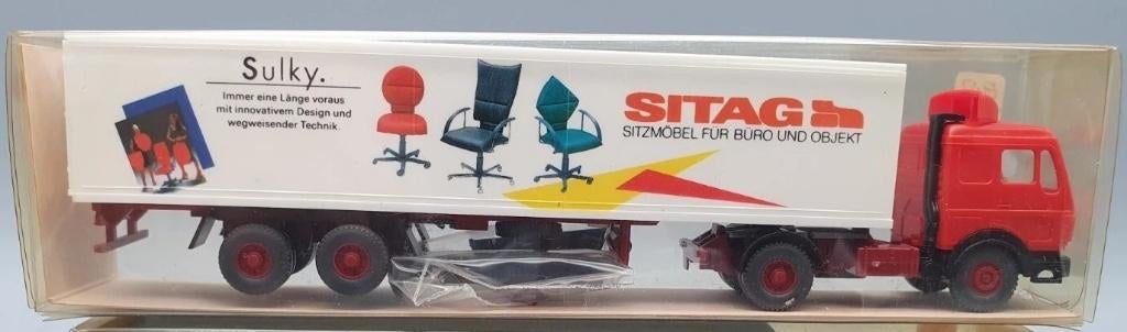 1:87 Wiking 29542 Mercedes NG 80 Sitag Sulky truck & trailer, Enlèvement ou Envoi, Comme neuf, Bus ou Camion, Wiking