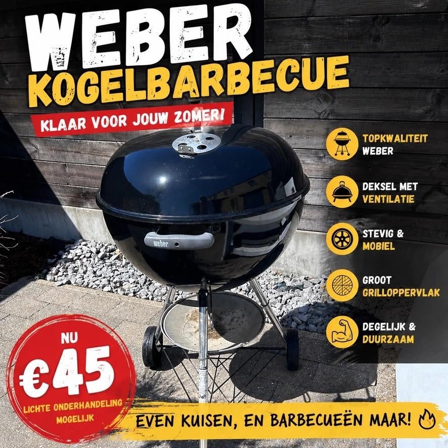 Weber Kogelbarbecue – klaar voor een zomer vol grillplezier!, Jardin & Terrasse, Barbecues au charbon de bois, Utilisé, Enlèvement