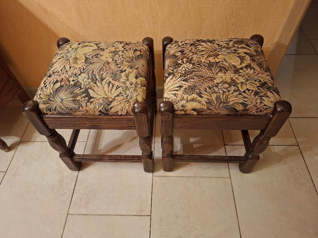 4 tabourets bois et tissus, Enlèvement, Utilisé, Bois