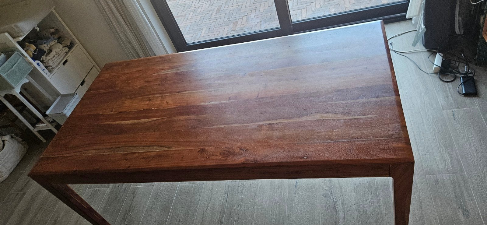 Maisons du Monde Malmo Vintage eettafel van acaciahout voor, Ophalen, Gebruikt, 50 tot 100 cm, 150 tot 200 cm