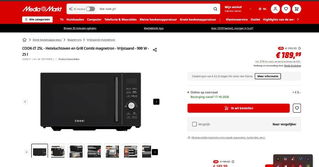 Combi-microgolfoven, Electroménager, Neuf, Enlèvement, Gril, Autoportant