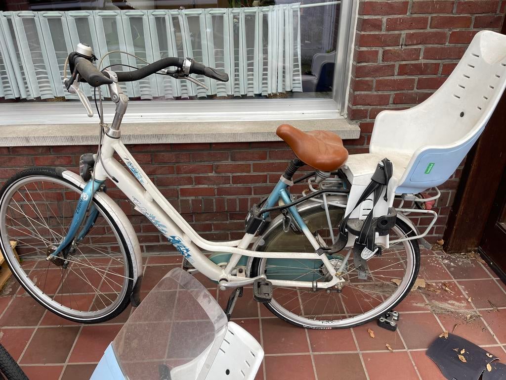 Moederfiets, Fietsen en Brommers, Fietsen | Dames | Moederfietsen, 2 zitjes, Velgrem, Ophalen of Verzenden, Dubbele standaard