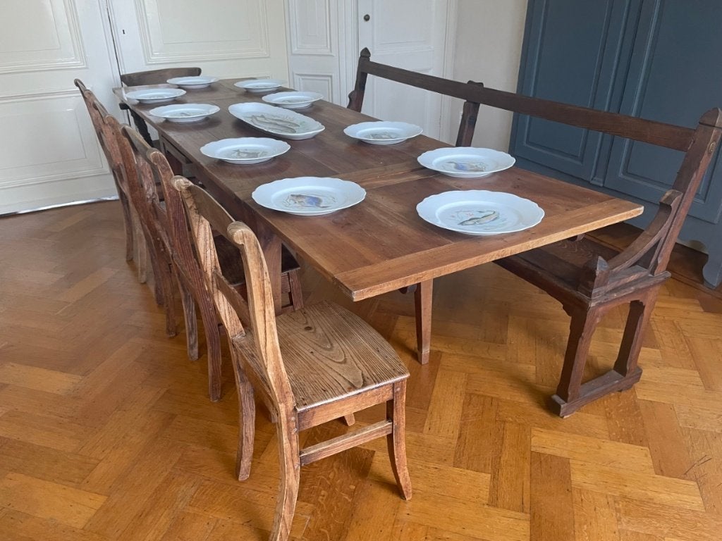 19e eeuw Uittrektafel Eettafel Tafel Kersenhout Frans 238 cm, Ophalen