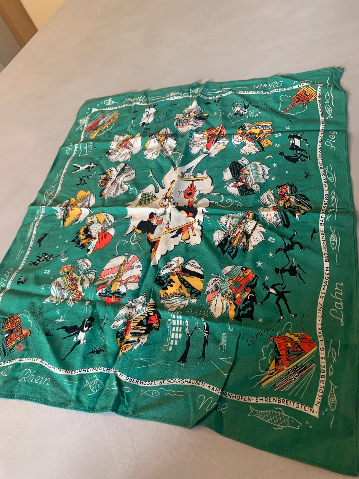 Vintage Mid-Century Souvenir Sjaal - Duitsland, Ophalen of Verzenden