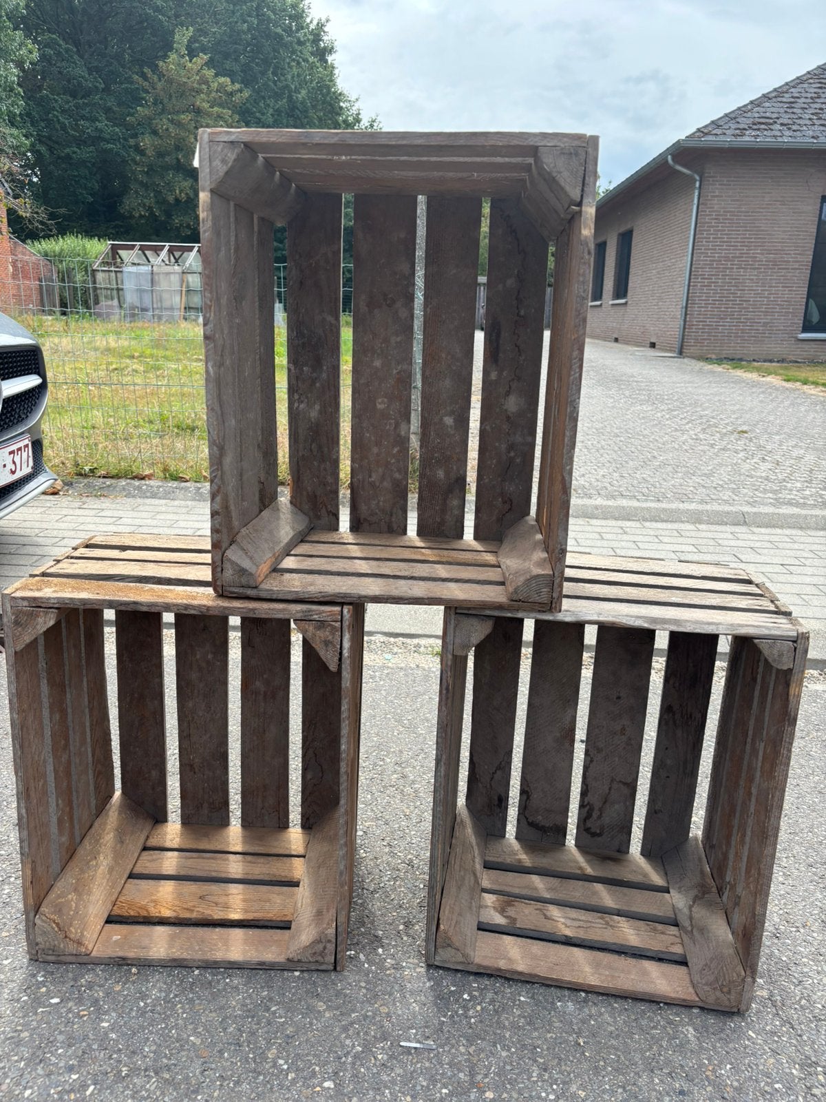 3 houten fruitkisten, Ophalen, Zo goed als nieuw