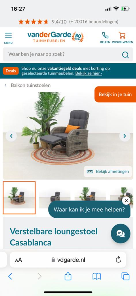 Grijze tuinzetel, Enlèvement, Ajustable