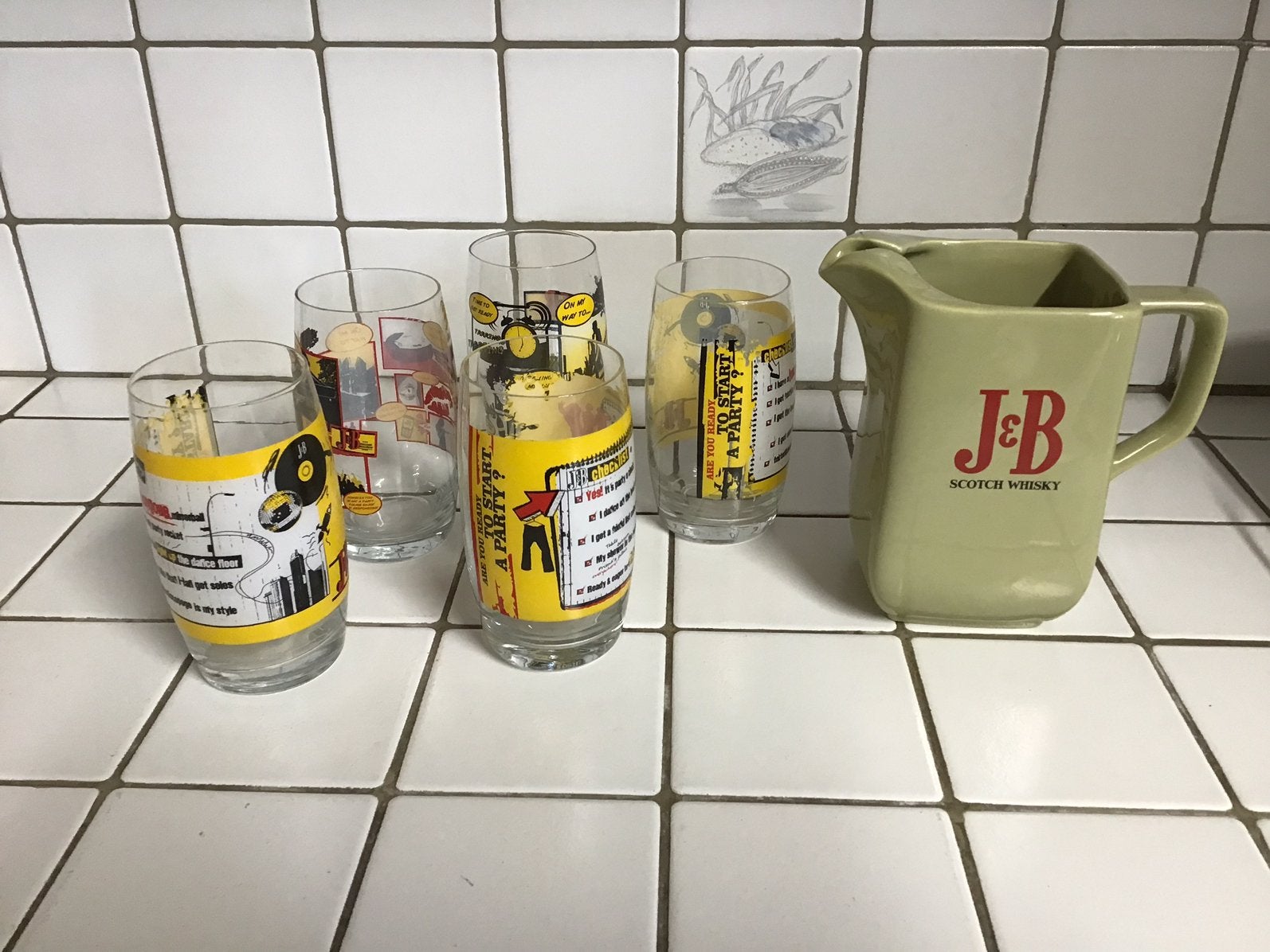 Stel whiskeyglazen met karaf J&B, Ophalen of Verzenden, Zo goed als nieuw