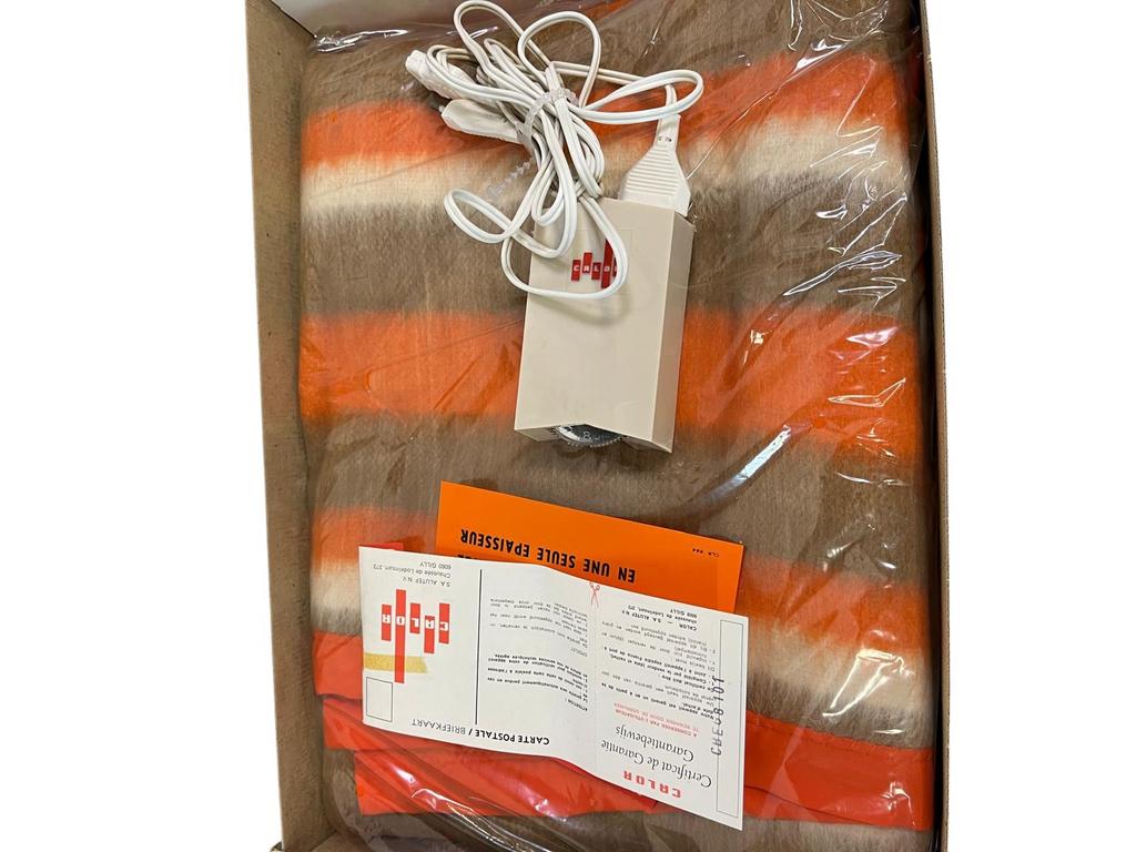couverture chauffante vintage orange marron blanc calor, Envoi, Neuf