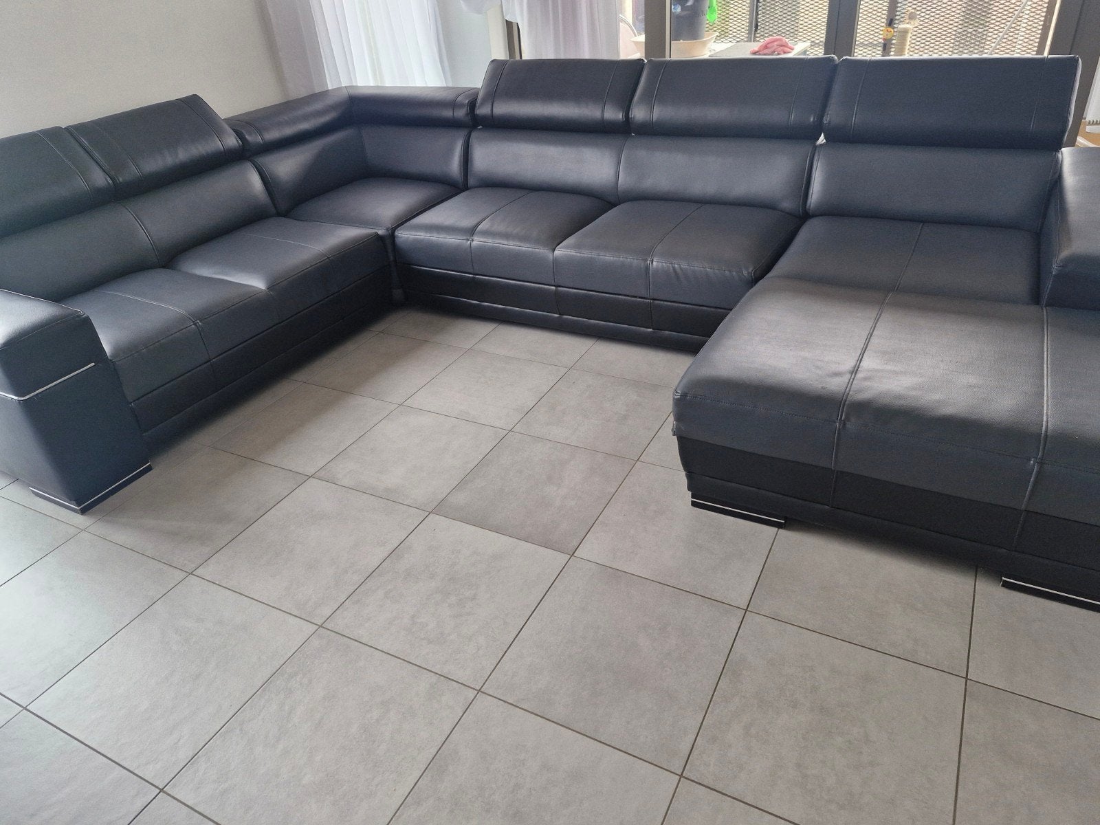 donker blauw bank, Huis en Inrichting, Ophalen