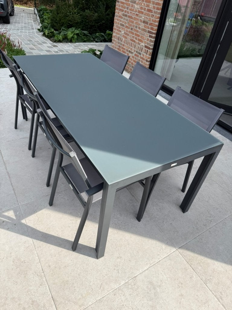 Tuintafel met 6 stoelen, Jardin & Terrasse, Enlèvement, Comme neuf, 8 places, Salons de jardin