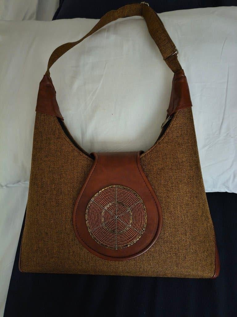 sac en tissu et cuir, fait main, Enlèvement ou Envoi, Neuf, Brun, Sac à bandoulière