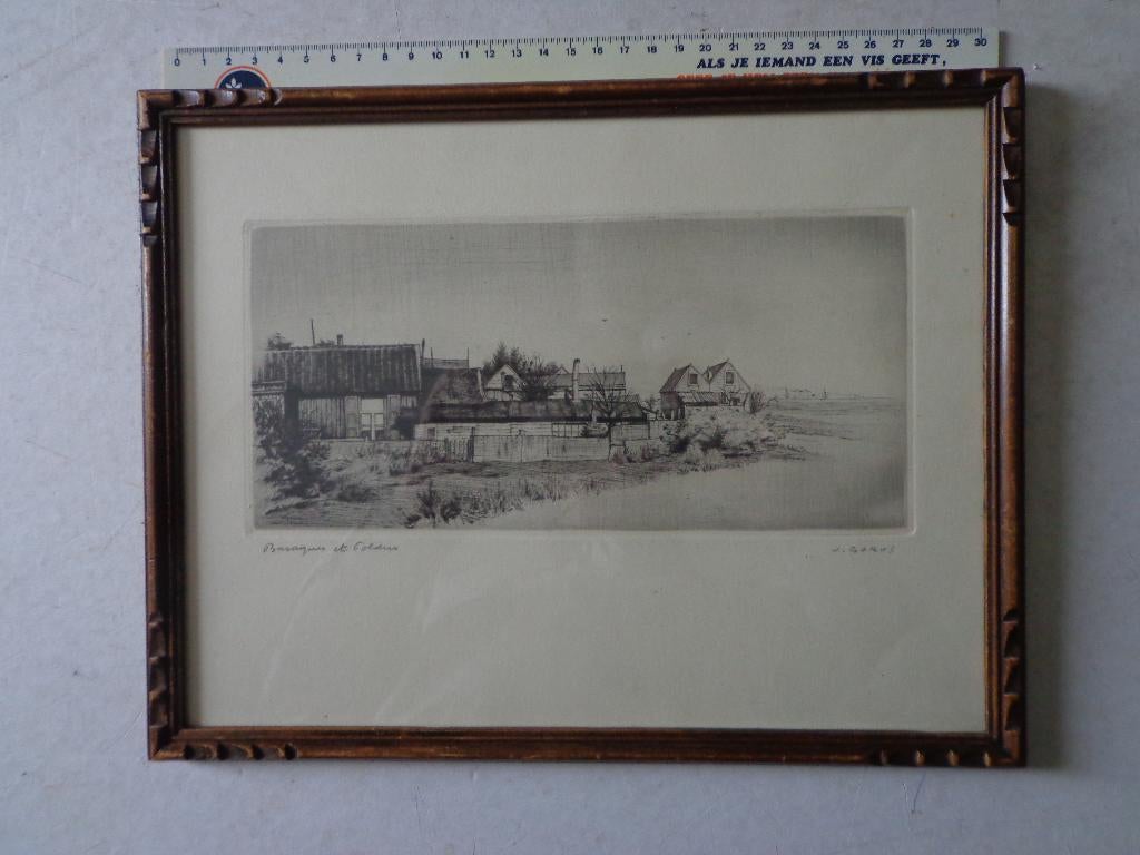 Verfijnde ets Jaak Gorus "Baraques et polders", Ophalen of Verzenden