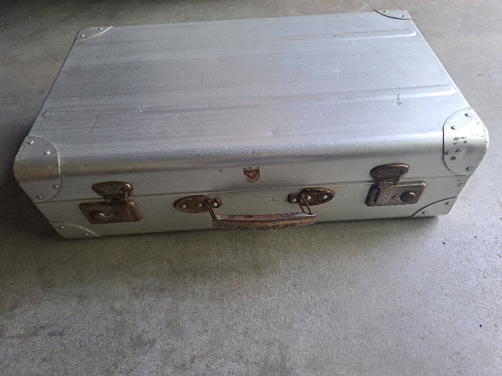valies Aluminium - vintage, Handtassen en Accessoires, Koffers, Ophalen, Gebruikt, 50 tot 60 cm, Slot