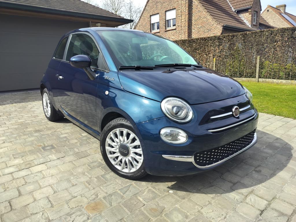 FIAT 500 DOLCEVITA • 2021 • APPLE CARPLAY • 1J GARANTIE, Auto's, Euro 6, 4 cilinders, Blauw, Leder en Stof