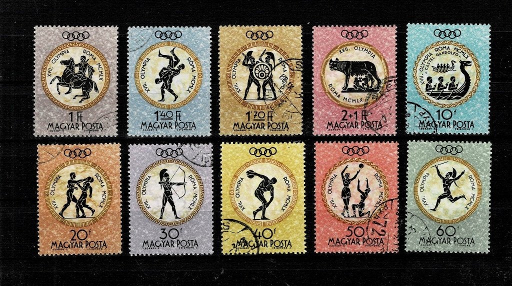 EUROPA HONGARIJE OLYMPISCHE SPELEN 10 POSTZEGELS GESTEMPELD, Postzegels en Munten, Ophalen, Gestempeld