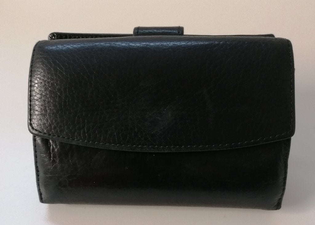 Zwart leren damesportemonnee van Yves Renard., Bijoux, Sacs & Beauté, Enlèvement ou Envoi, Comme neuf, Noir
