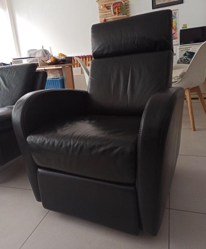 Lederen relaxzetel, fauteuil, Enlèvement, Comme neuf