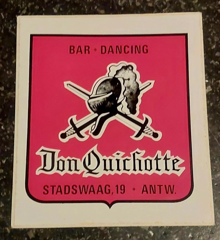 Sticker Café Antwerpen Don Quichotte, Ophalen of Verzenden
