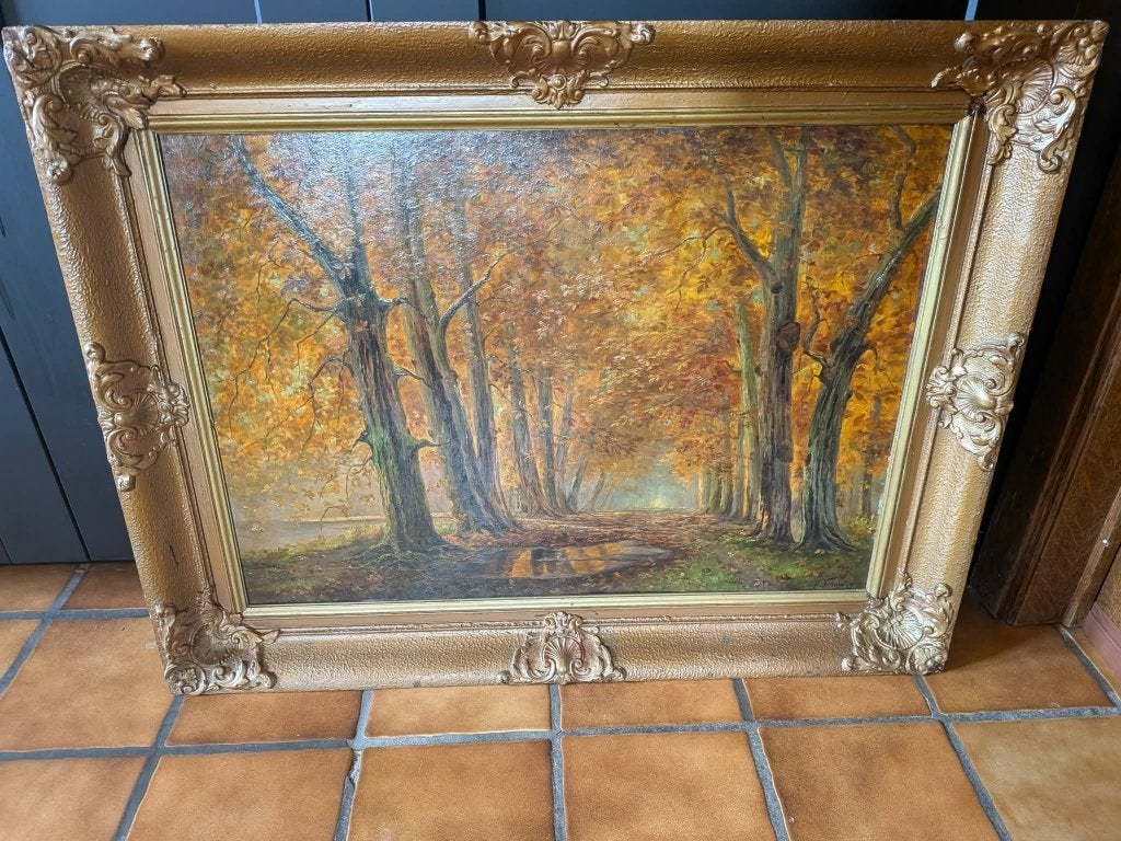 Peinture à l'huile sur toile / Schouten : paysage forestier, Enlèvement, Peinture à l'huile, Paysage, Toile