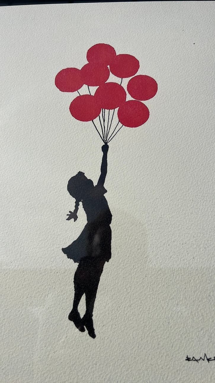 Banksy MEISJE MET DE RODE BALONNEN, Ingelijst, Ophalen