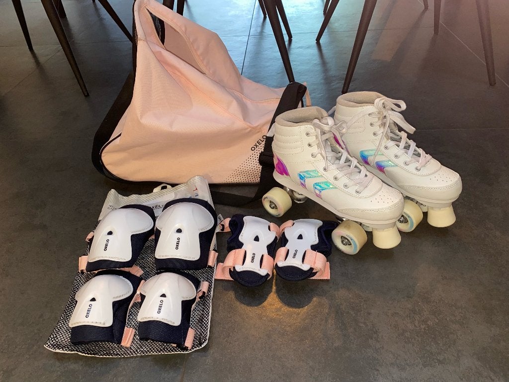 Oxelo rolschaatsen met tas en beschermingsset maat 38, Ophalen of Verzenden, Zo goed als nieuw, Dames