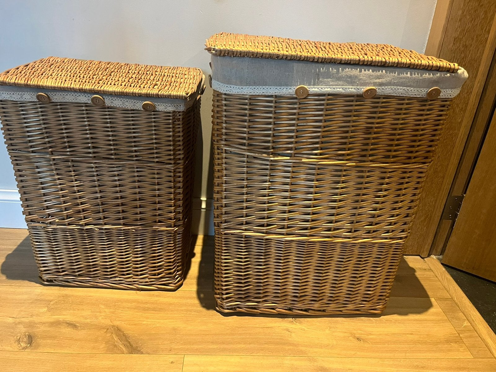 Set van 2 rieten wasmanden, Maison & Meubles, Accessoires pour la Maison | Plataux & Paniers, Enlèvement, Utilisé