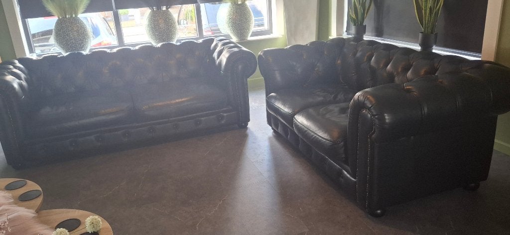 Chesterfield 2+3 zit, Huis en Inrichting, Ophalen, Zo goed als nieuw, Leer