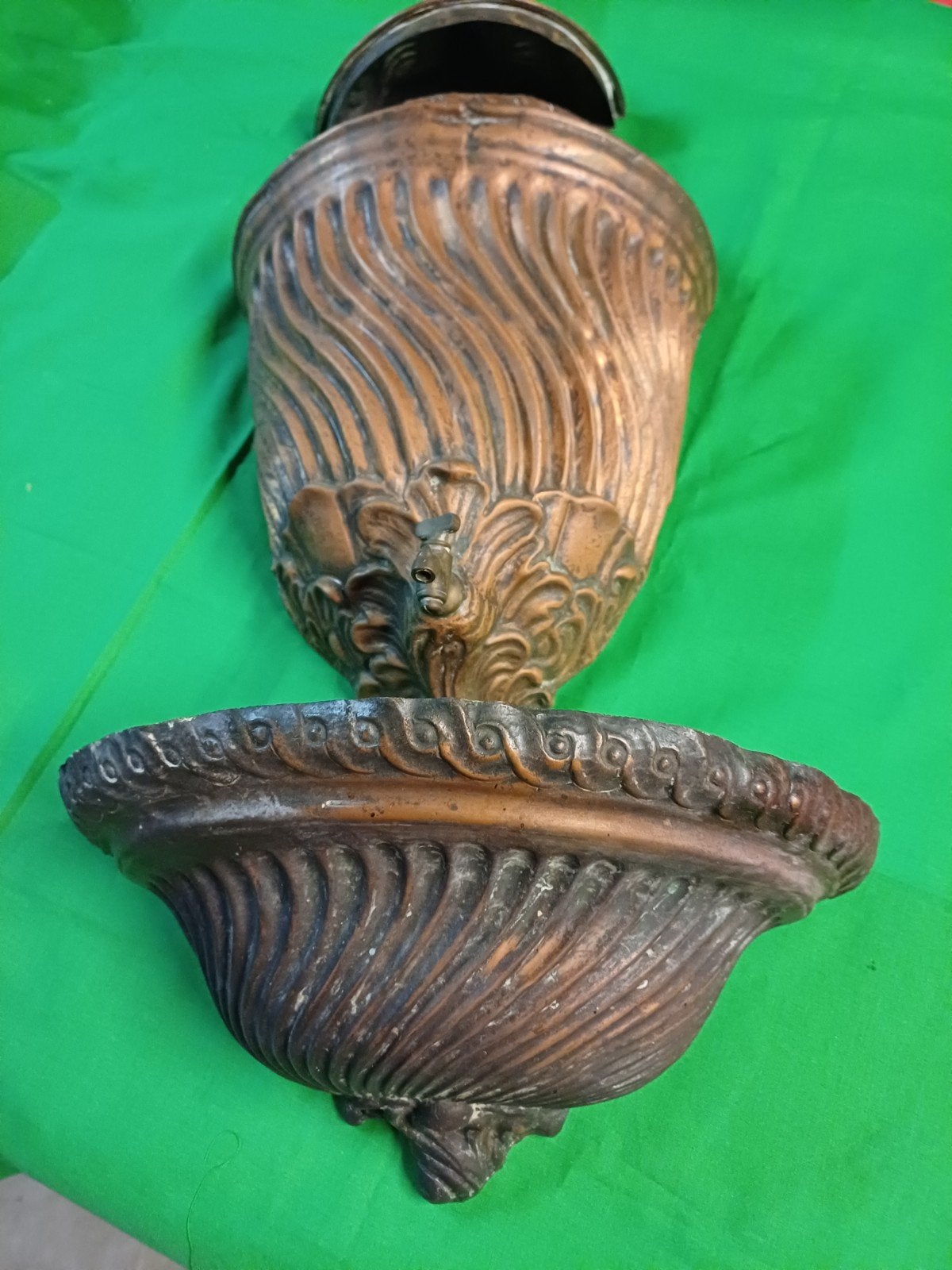 Antieke koperen lavabo met kraantje, Ophalen of Verzenden, Koper