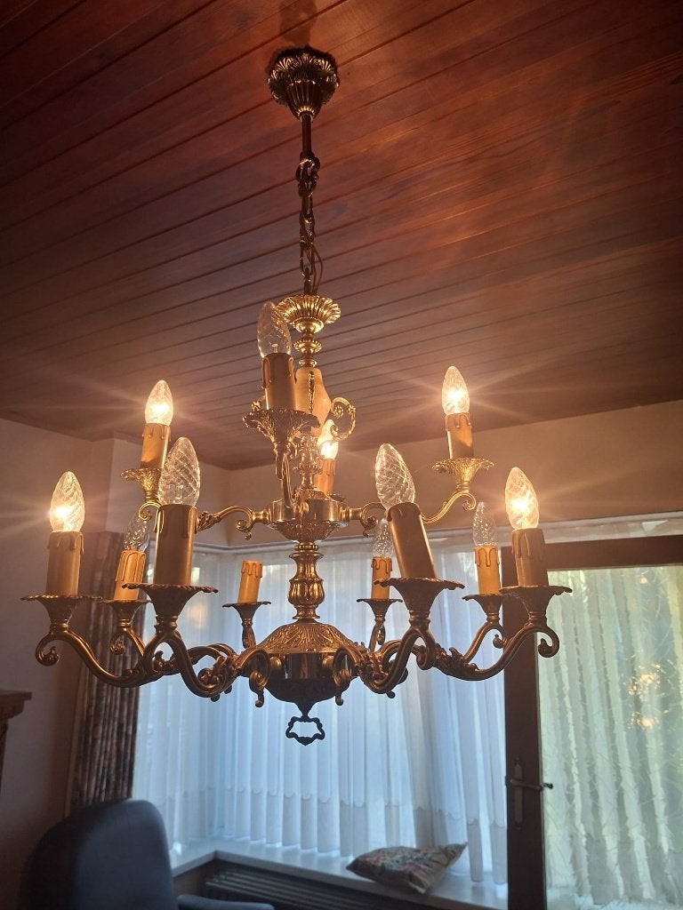 vintage kroonluchter, Huis en Inrichting, Ophalen of Verzenden, Gebruikt, Metaal, E14 (klein)