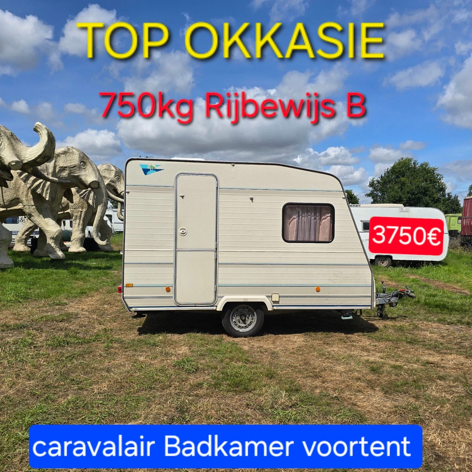 Caravan caravalair 750kg Rijbewijs B Badkamer voortent 3500€, Caravans en Kamperen, Ophalen